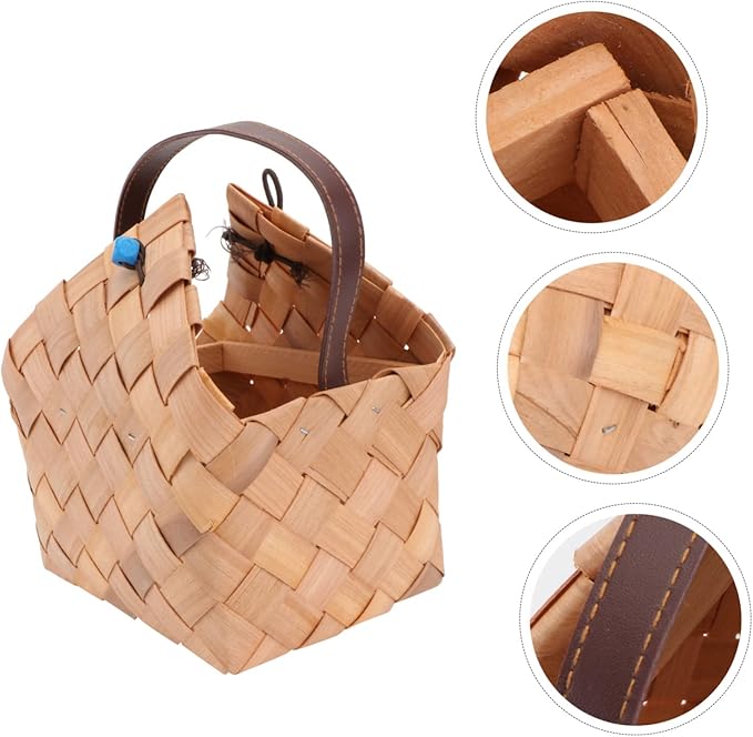 PRETYZOOM Woven Basket Straw Basket Lids Woven Storage Container Package for Present Home Organization
