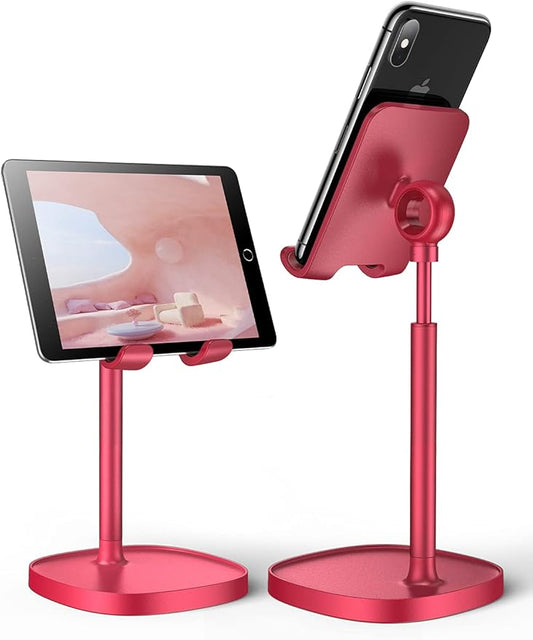 LISEN Cell Phone Stand Adjustable Phone Holer for Desk, Computer Office Desk Accessories for iPhone 16 Holder Women Kitchen Essentials Fits Switch Kindle iPads Tablet 4-10in (Red)