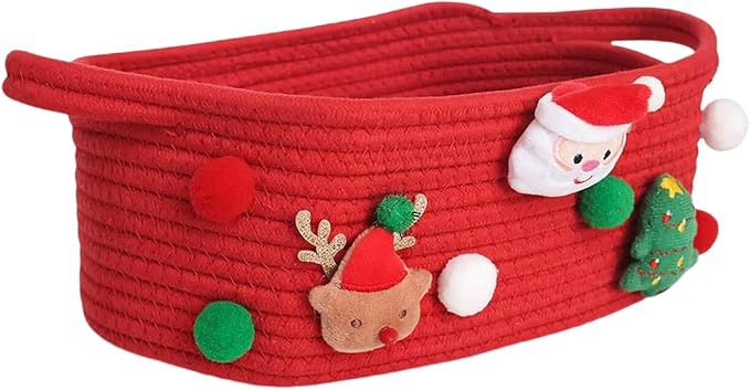 Holder Santa Themed Storage Basket for Bedroom Or Living Room Holiday Decoration Gifts Organiser