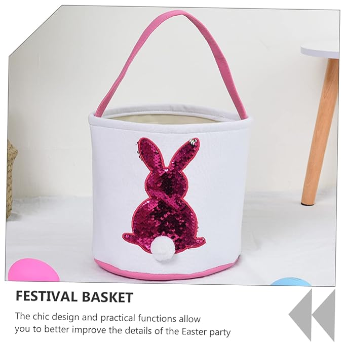 KOMBIUDA 1pc Easter Bunny Candy Storage Basket Portable Easter Decoration for Boys and Girls Adorable Pouch for Eggs and Treats Create Festive Atmosphere