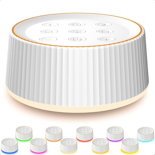 BGOVERSS White Noise Machine, 26 Hi-Fi Soothing Sounds & 10 Colors Night Light Sound Machine for Sleeping Adults, Baby & Kids, Portable Sleep Machine with 6 Timers, Noise Canceling for Home Office