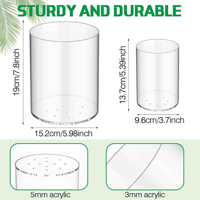 Threehoney Clear Utensil Holder 6.8''+5.4''acrylic Kitchen Counter Utensil Crock Plastic Cooking Tool Organizer Easy to Clean Cooking Spoon Holder for Spatula Modern Kitchen Accessories