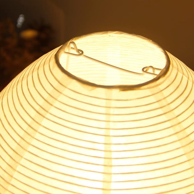 Small Table Lamp, Cute Paper Lamp, Ambient Lighting Lamp, Cozy Bedside Lamp, Minimalist Warm Glow Light for Bedroom Living Room Kids Room Dorm (White, 8inch)