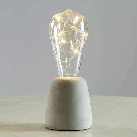 walsport Small Table Lamp Edison Bulb, Concrete Cement Grey Base Nightstand Bedside Lamp, Industrial Minimal Style for Cafe Shop Home Decor Christmas Birthday Gift