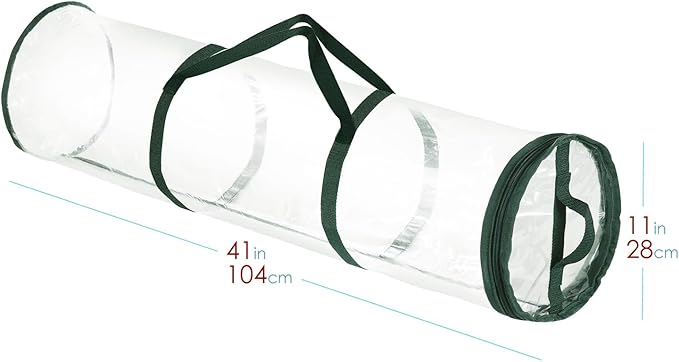Hearth & Harbor Wrapping Paper Storage Container - Clear Wrapping Paper Holder Fits Up To 14 Rolls of 40" - Tear Proof Gift Wrapping Organizer Storage - Premium Christmas Storage Bag For Easy Carrying