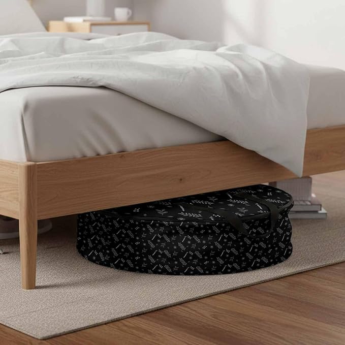 Storage Bag Black Wheat Ear Round Storage Totes Bins Closet Organizers with Zippers & Handle Floral Leaf Plant Clothes Storage Container for Bedroom Dorm Space Saving Packing Supplies Moving Bags