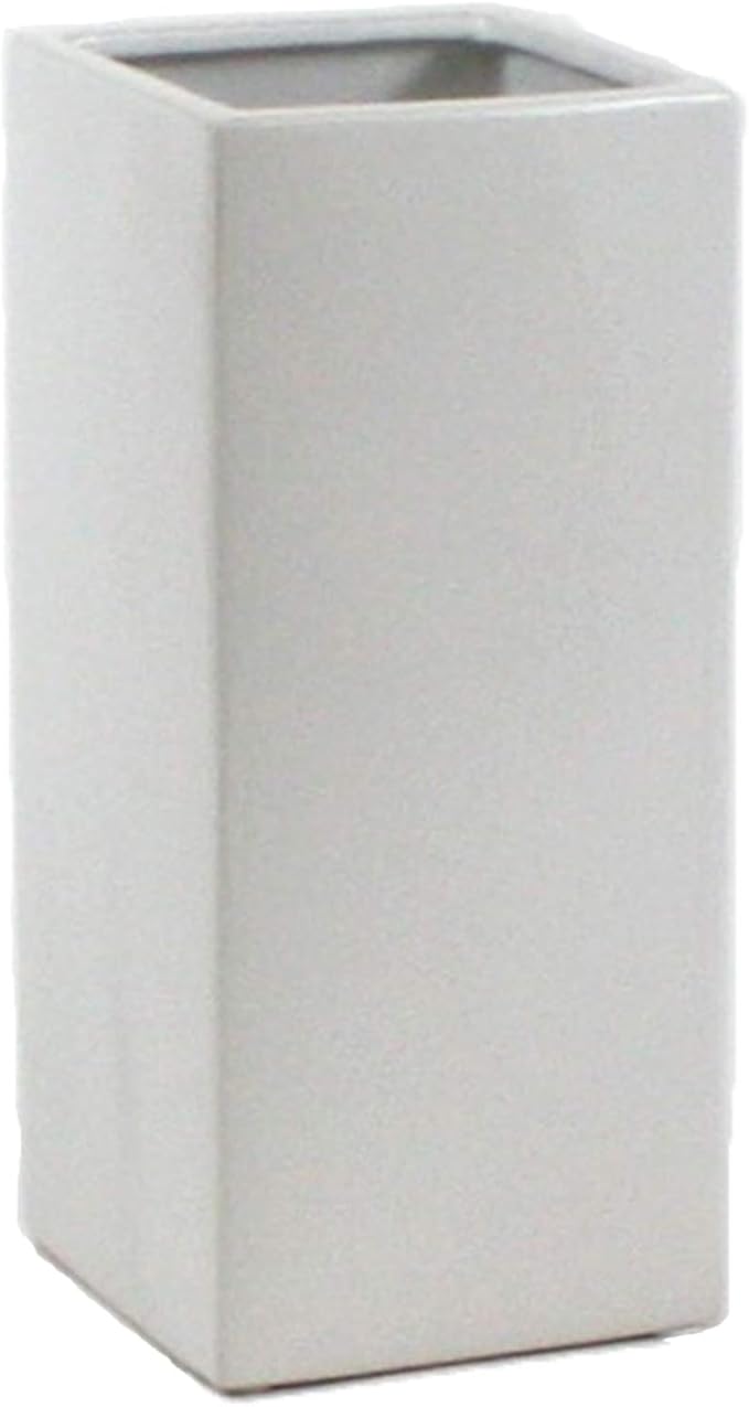 WGV Ceramic Block Vase 5" W x 12" H, (Multiple Size/Color Choices) Matte Tall Square Flower Planter Pot, Accents Home Office Tabletop Decor, Ideal Gifts White 1 Piece (CSB0512WT)