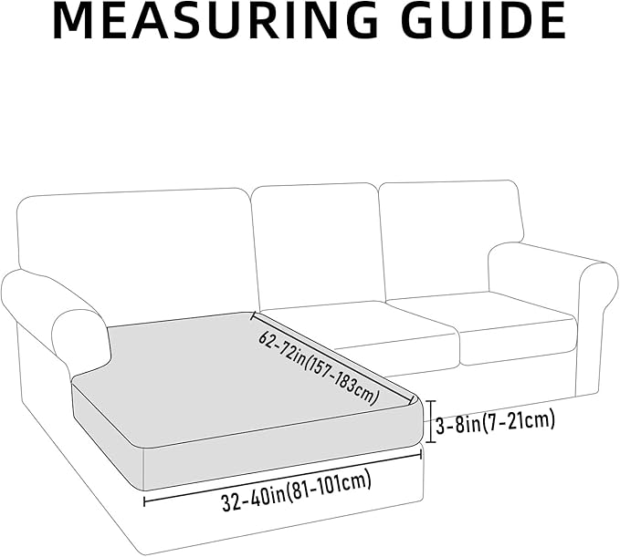 hyha Waterproof Sectional Couch Covers, Non Slip Sofa Couch Cushion Covers L Shape, Thick Stretch Jacquard Fabric, Washable Sofa Slipcovers with Elastic Bottom (1 Piece for Chaise XL, Middle Grey)