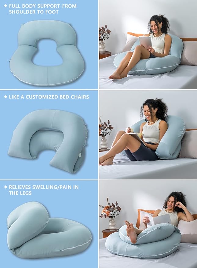 INSEN Reading Pillow, Back Pillow for Sitting in Bed for Reading, Nurse & Relax, Reading Pillow for Adults, Moms & Kids, Sit Up Pillow for Bed, Green