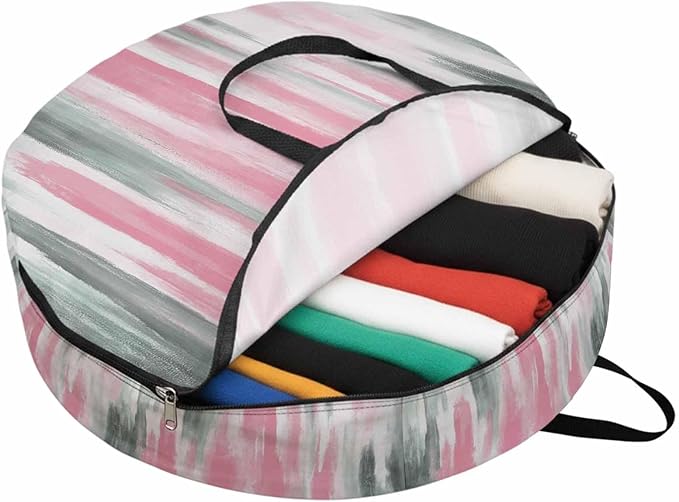 36 Inch Round Storage Bag 1 Pack,Pink Grey Oil Painting Art Waterproof Wreath Storage Container with Handles&Zipper Modern Abstract Closet Organizer Bags Garland Box