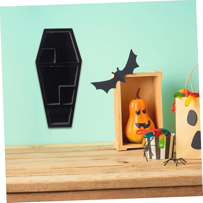 Halloween Coffin Storage Rack Gothic Coffin Organizer for Spooky Decor for Haunted House Parties and Accents