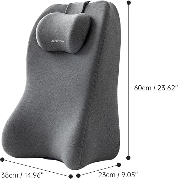 MOONYOOY Memory Foam Ergonomic Support Pillow & Leg Elevation Cushion - Memory Foam Back Support for Bed Sitting, Reading & Daily Relaxing, Removable Washable Cover, Gray
