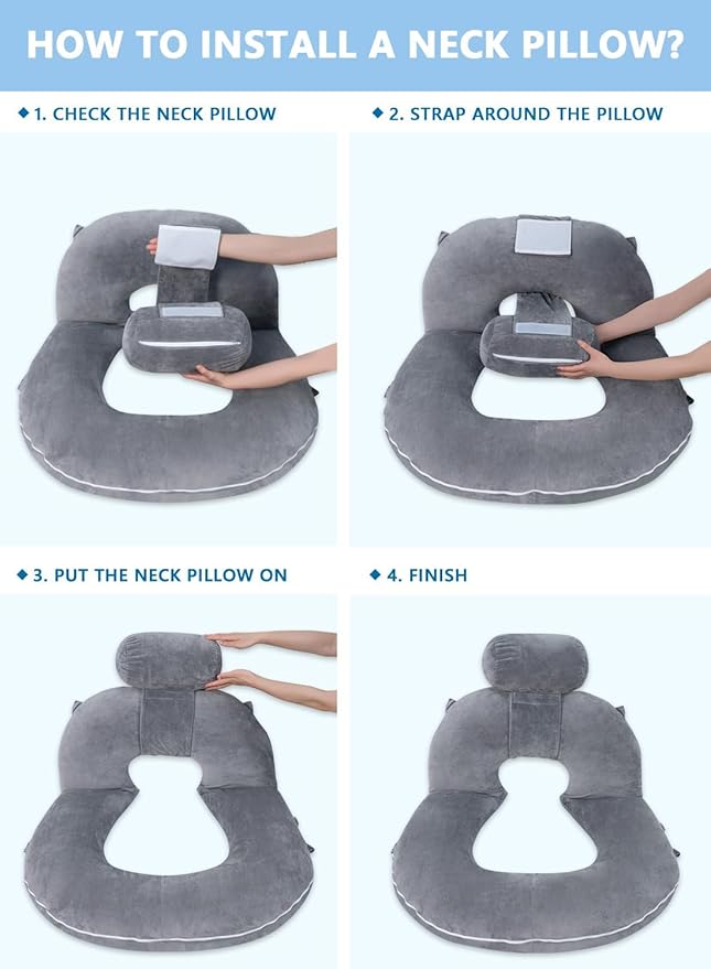 INSEN Reading Pillow, Back Pillow for Sitting in Bed for Reading, Nurse & Relax, Reading Pillow for Adults, Moms & Kids, Sit Up Pillow for Bed (Grey, 51in)