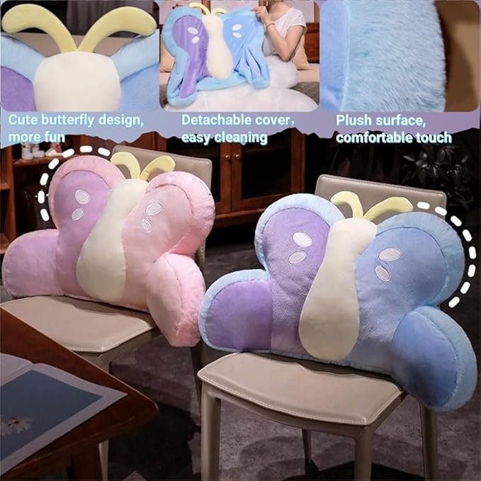 Cute Butterfly Reading Pillow Faux Fur Reading Pillow Back Rest Pillow with Arms TV Relax Sitting Pillow for Reading,Relaxing,Watching TV,Gaming