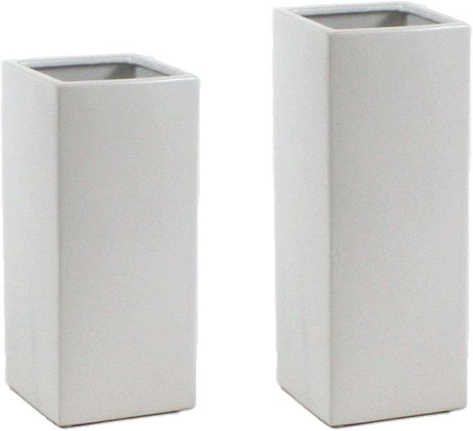 WGV Ceramic Block Vase Bulk, 5" W x 14" H, (Multiple Size/Color Choices) Matte Tall Square Flower Planter Pot, Accents Home Office Tabletop Decor, Ideal Gifts White 6 Pieces (CSB0514WT)