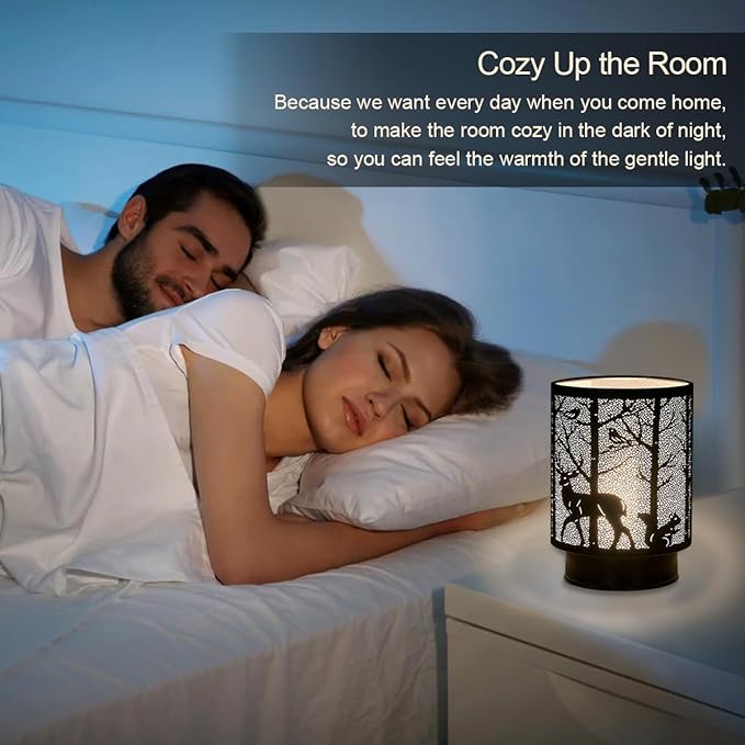 Battery Operated Table Lamp, Cordless Lamps for Home Décor, Nightlight with LED Bulb with Timer for Living Room Bedroom Tabletop Entryway Centerpiece Gift (Forest Animals)