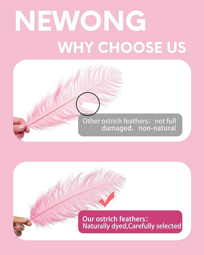 30pcs Light Pink Ostrich Feathers Natural Bulk 11-14inch(28-35cm) Vase Craft Wedding Home Party Centerpieces Christmas Day Decoration