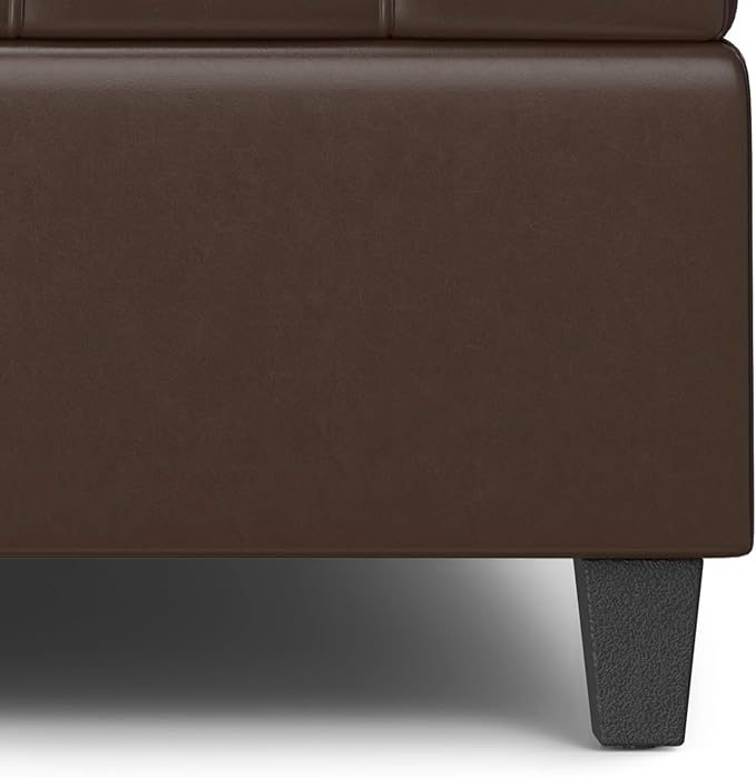 SIMPLIHOME Harrison Large Coffee Table Storage Ottoman - 40 inch Wide Upholstered Vegan Leather Square Lift-Top Ottoman in Chocolate Brown, Transitional Bench for Living Room with Sturdy Base