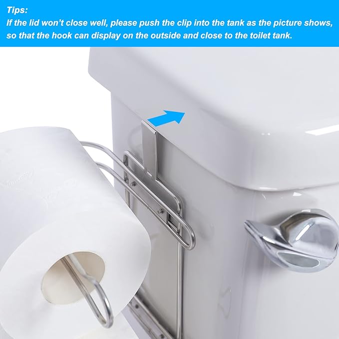 TQVAI Over the Tank Toilet Paper Roll Holder Stainless Steel Bathroom Tissue Storage Rack, Chrome Finish