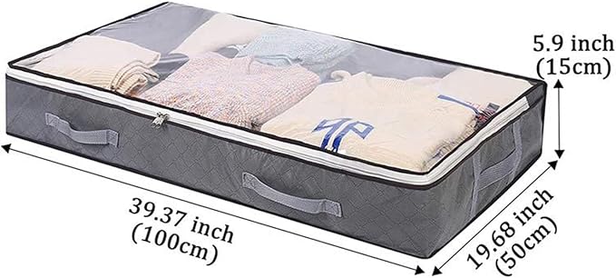 75L Underbed Storage, 4 Pack Stackable Large Clear Foldable Storage Containers for Organizing,Durable Sturdy Storage Bag for Comforter,Blanket,Pillows,Shoes,Wrapping Paper,Clothes