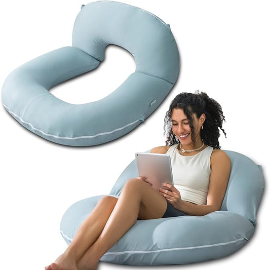 INSEN Reading Pillow, Back Pillow for Sitting in Bed for Reading, Nurse & Relax, Reading Pillow for Adults, Moms & Kids, Sit Up Pillow for Bed, Green