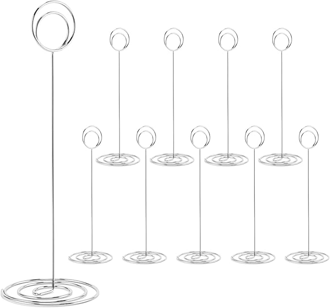 Hoewina 10Pcs Place Card Holder, Table Number Holders, Wire Picture Holder, Table Card Holders Stand, Photo Holder for Centerpieces, Wedding Reception, Party, Birthday (Silver)