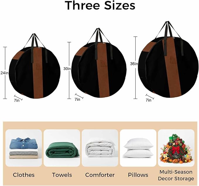 Storage Bag Brown Black Round Storage Totes Bins Closet Organizers with Zippers & Handle Boho Style Clothes Storage Container for Bedroom Dorm Space Saving Packing Supplies Moving Bags