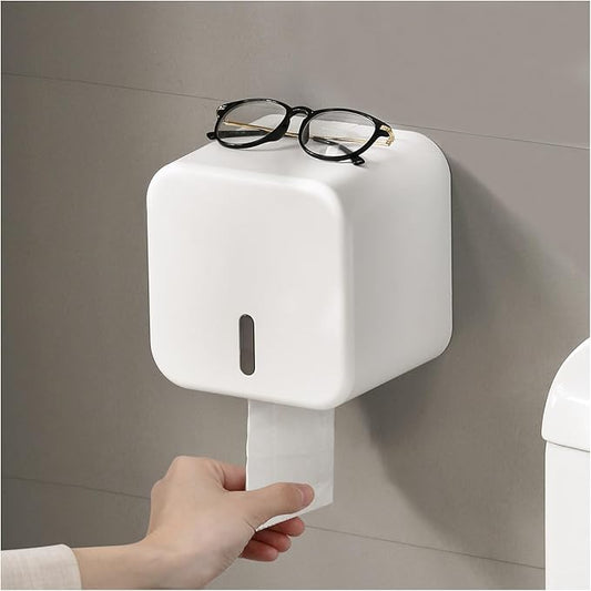 Colist Toilet Paper Holder Wall Mounted self Adhesive Toilet Roll Holders No Drilling Waterproof/Dustproof/Cat Proof Paper Roll Dispenser for Bathroom Toilet RV Car Trave(Large)