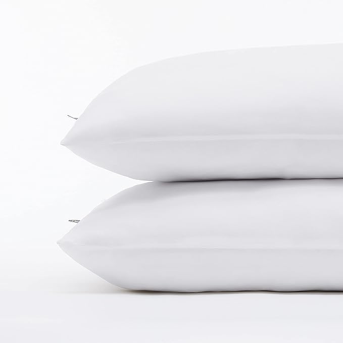 Serta Power Chill Cooling Pillow Protectors,Stain Resistant and Zippered Pillow Protector,Protects-Pillow from Dust and Dirt,King,White,2 Count (Pack of 2)
