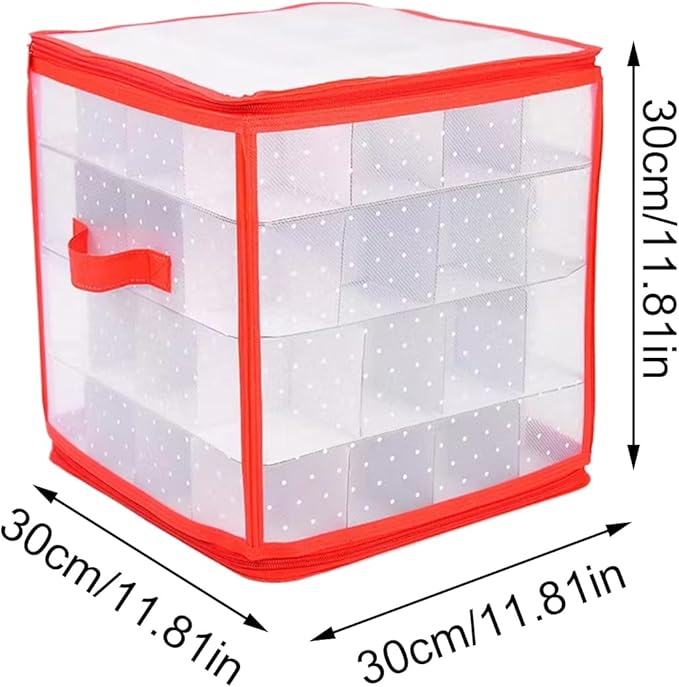Christmas Ornament Organizer Bag, 64-Grids Foldable Divider Storage, Decoration Ball Use, Zippered Design, Easy Portable Construction, Under Bed Cabinet Home Basement Apartment