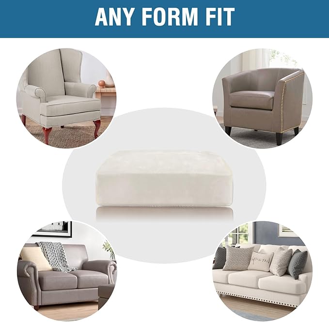 H.VERSAILTEX Velvet Stretch Couch Cushion Cover Plush Cushion Slipcover for Chair Cushion Furniture Protector Seat Cushion Sofa Cover (1 Piece Armchair Cushion Covers, Porcelain White)