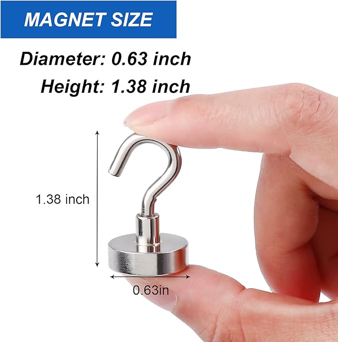 LOVIMAG Strong Magnetic Hooks, 30lbs Utensil Racks Kitchen Utensil Holders Hanging Cruise Cabins, Ship Essentials, Rare Earth Magnet for Refrigerator,Hanging,Classroom,Ceiling-25 Pack