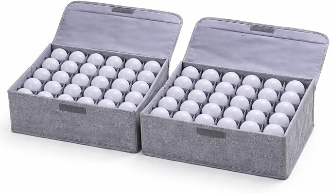 2 Pcs Light Bulb Storage 0rganizer, Christmas Light Storage Keep 30 Capacity Light Bulb Foldable Organizer with Lid Sturdy PP Board Fits Various Balls Standard Bulbs for Xmas Holiday