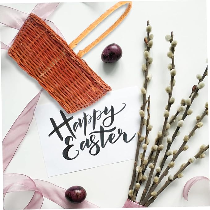 Luxshiny 2pcs Rectangular Easter Basket Mini Storage Holder Handle for and Storage for Home and Kindergarten Decoration