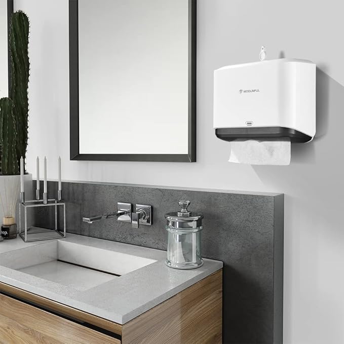 Paper Towel Dispenser Wall Mount: Adhesive Paper Towel Holder for Multifold/Trifold/Z Fold Paper Towel, Compact Hand Paper Towels Dispensers for Bathroom