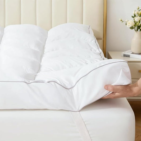 Memory Foam Mattress Topper Queen, Breathable & Skin-Friendly Mattress Topper for Back Pain Relief, 3 Inch Extra Thick Shredded Foam, 100% Cotton Mattress Pad Cover