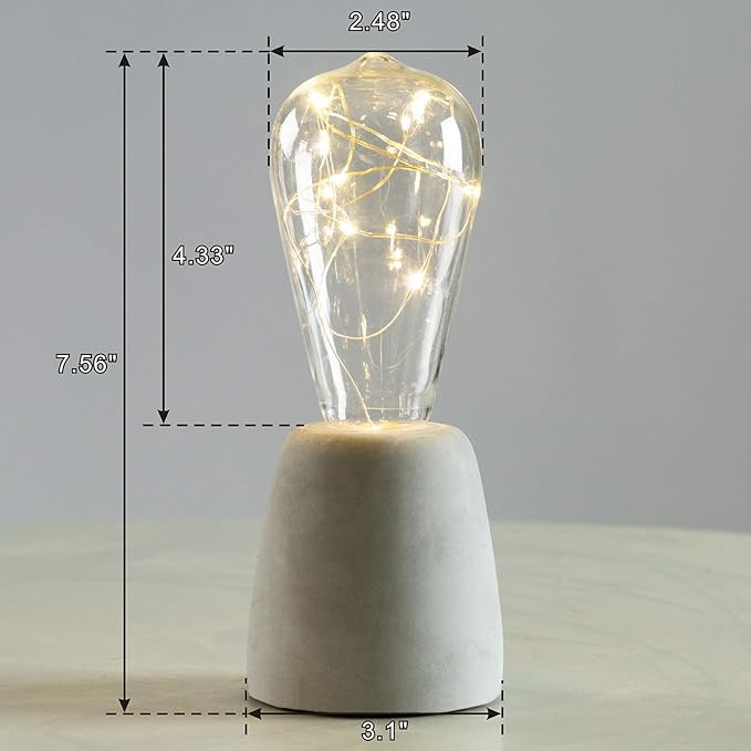 walsport Small Table Lamp Edison Bulb, Concrete Cement Grey Base Nightstand Bedside Lamp, Industrial Minimal Style for Cafe Shop Home Decor Christmas Birthday Gift