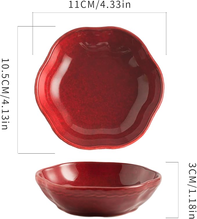 Ceramic Jewelry Organizer 4.1 Inch - Floral Design Ring Tray for Room Decor Aesthetic - Elegant Jewelry Holder Bowl for Bedroom Nightstand,(red)