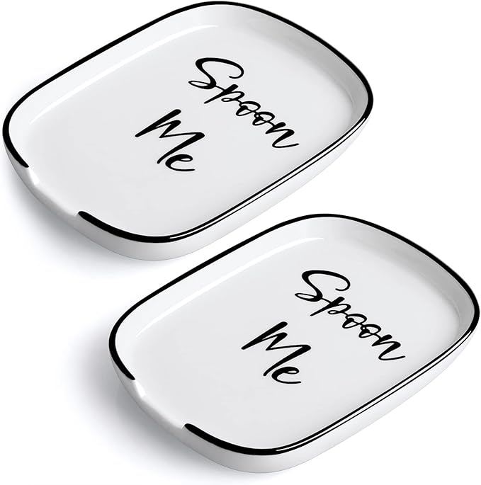 Ceramic Spoon Rest for Stove Top, Large Spoon Holder for Kitchen Counter, Coffee Spoon Rest, Heat-Resistant Cooking Utensil Rest, Modern Kitchen Decor, Set of 2