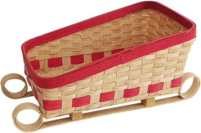 Sled Ornament Desktop Sundries Organizer Christmas Candy Basket Woven Storage Baskets Food Snack Container for Parties Dinner, 34x20x18cm