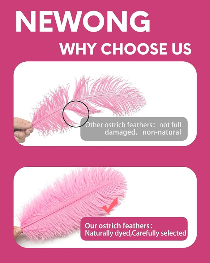 30pcs Pink Ostrich Feathers Natural Bulk 9-12inch(23-30cm) Vase Craft Wedding Home Party Centerpieces Christmas Day Decoration