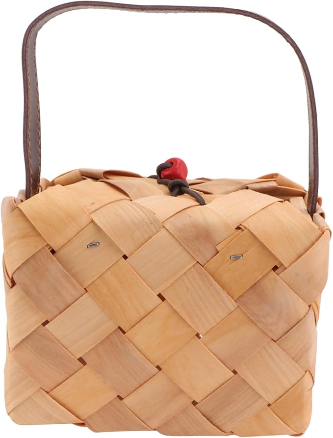 PRETYZOOM Wooden Wrapping Basket Multi-purpose Storage Basket for Presents Decor