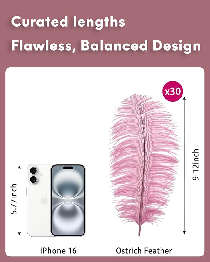 30pcs Old Pink Ostrich Feathers Natural Bulk 9-12inch(23-30cm) Vase Craft Wedding Home Party Centerpieces Christmas Day Decoration