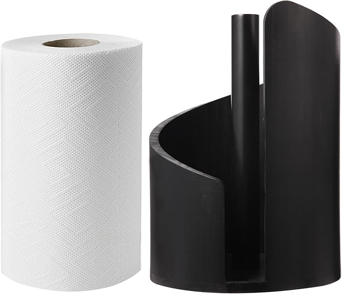 Paper Towel Holder Countertop with Wood Round Base and Iron Holder,Holds Mega Roll,Holder Stand for Kitchen Roll Organize,Wooden Paper Towel Holder for Kitchen Dining Table Home Decor