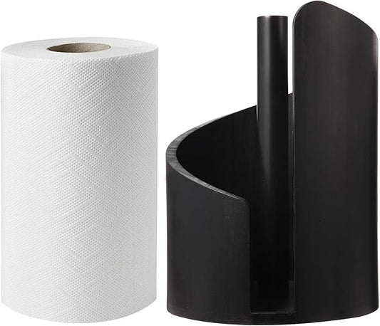 Paper Towel Holder Countertop with Wood Round Base and Iron Holder,Holds Mega Roll,Holder Stand for Kitchen Roll Organize,Wooden Paper Towel Holder for Kitchen Dining Table Home Decor