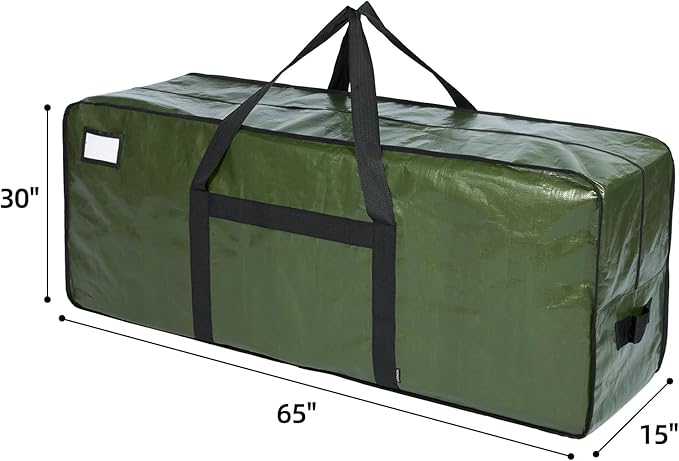 HOMEST Christmas Tree Storage Bag, Fits for 7.5-9 ft Xmas Artificials, Zippered Bag with Reinforced Carrying Handles, Green (Bag Only）
