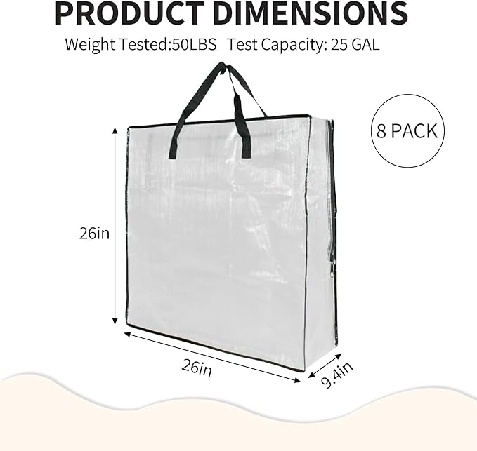 Garvee 8 Pack Clear Plastic Christmas Wreath Storage Bags with Sturdy Handles and Zipper, Wreath Storage Container for Holiday Garlands, Gifts, and Christmas Decorations