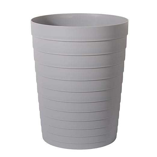 UUJOLY Small Bathroom Trash Can Wastebasket, Plastic Garbage Bin Container Basket for Bathrooms, Laundry Room, Kitchens, Offices, Kids Rooms, Dorms, Grey, 1.8 Gallon