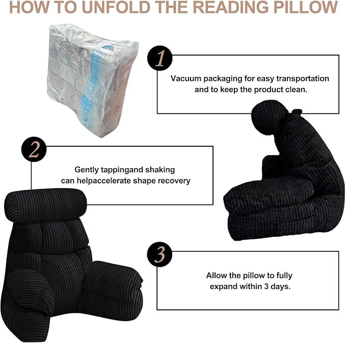 FXXUDVNIIN Back Pillow for Bed Sitting up – with 9.4" Armrest, for Reading, Gaming, Relaxing. Also Serves as tv Pillows for Sitting in Bed, Floor Pillow & Back Support for Adults.