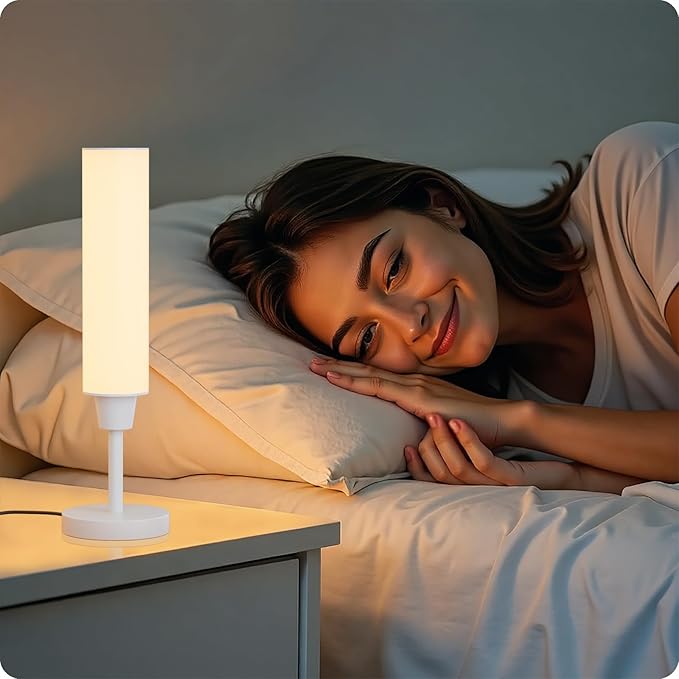 Nukanu Table Lamp with Remote，Bedside Lamps for Night Stands, Nightstand Lamp with Adjustable Brightness (10%-100%) and Color Temperature (3000k-6000k),Small Lamp for Bedroom (White)
